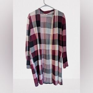 Chic Soul Women's Plaid Cardigan with Elbow Patches- XL